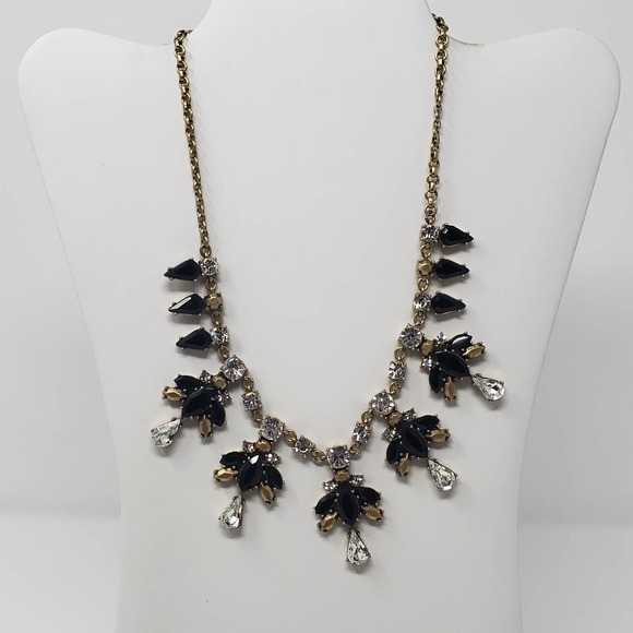 J. Crew Jewelry - J Crew Rhinestone Cluster Necklace Black Clear